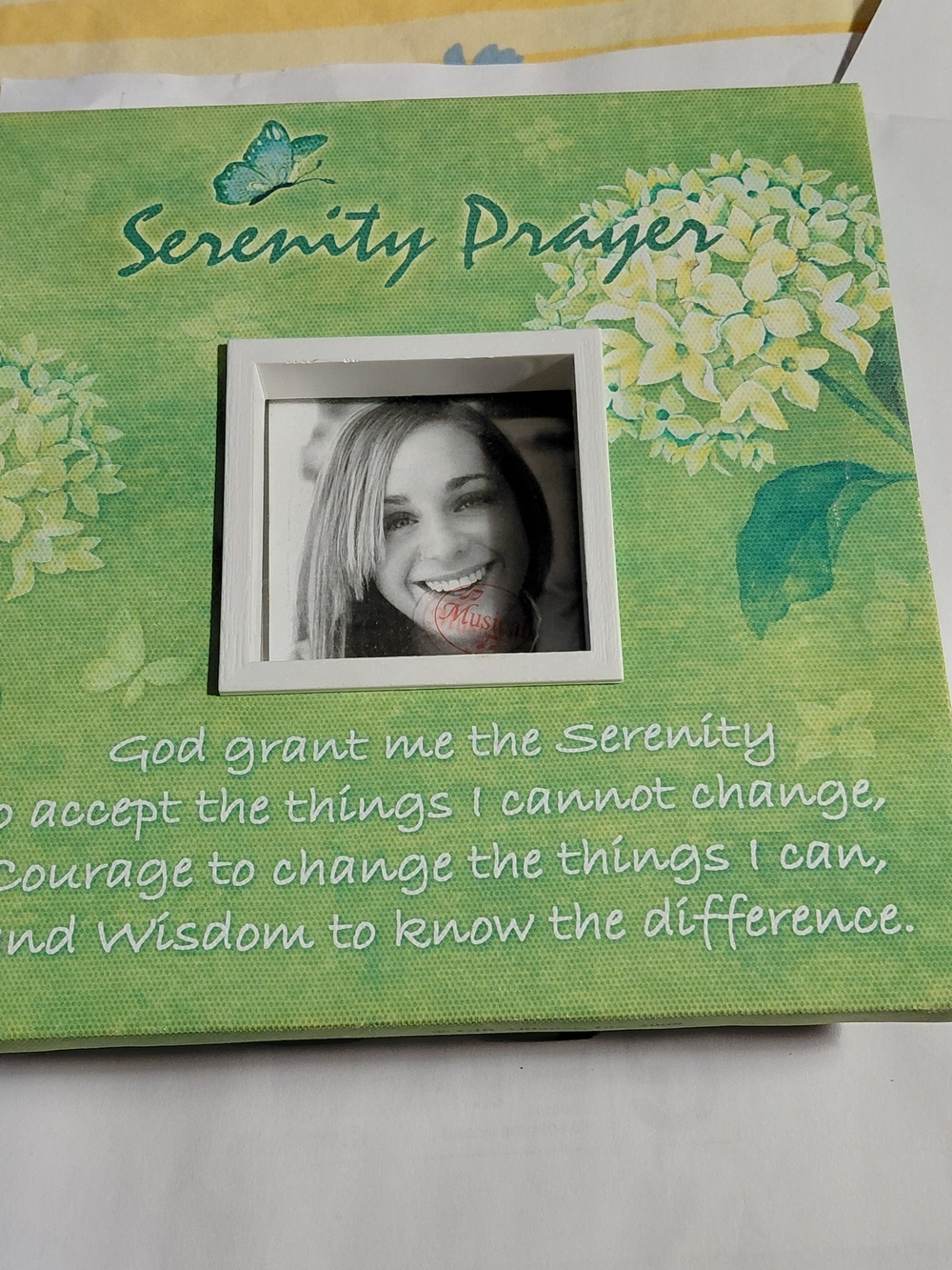 Serenity Prayer Green Floral Picture Frame With Music